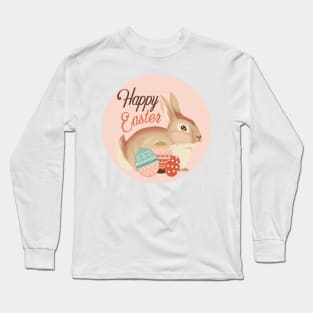 soft pink easter bunny with easter eggs in a vintage design. Long Sleeve T-Shirt